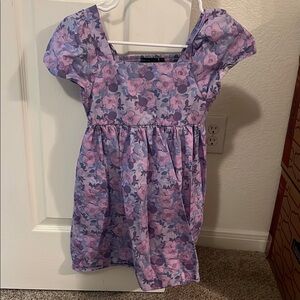 Purple Maxi Sundress with Puff Sleeves and Square Neck